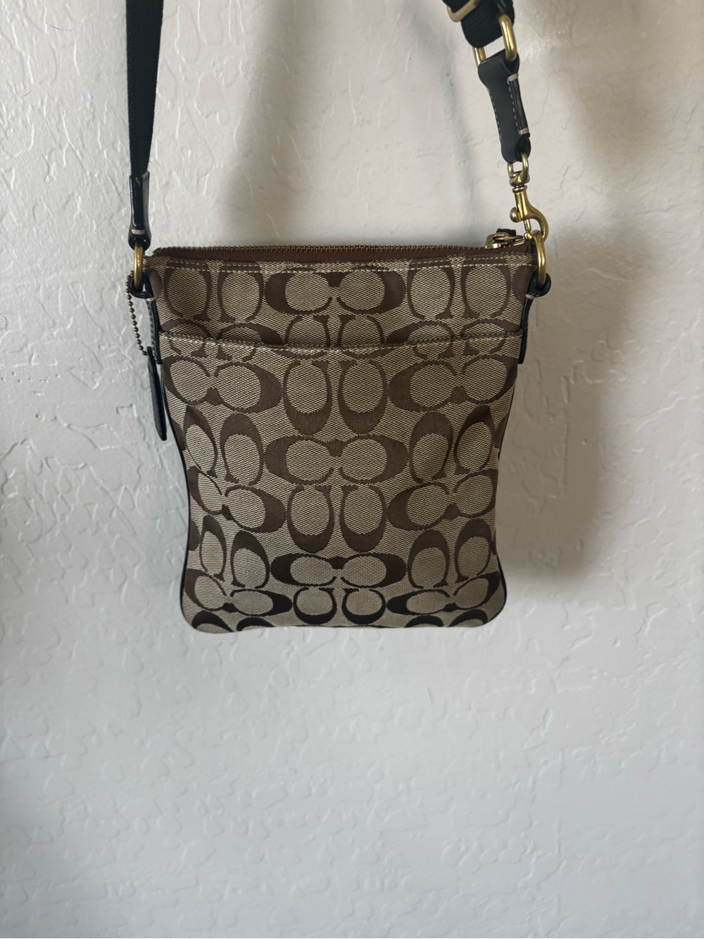 Coach Brown Signature Canvas Crossbody with Black Trim - Picture 7 of 12